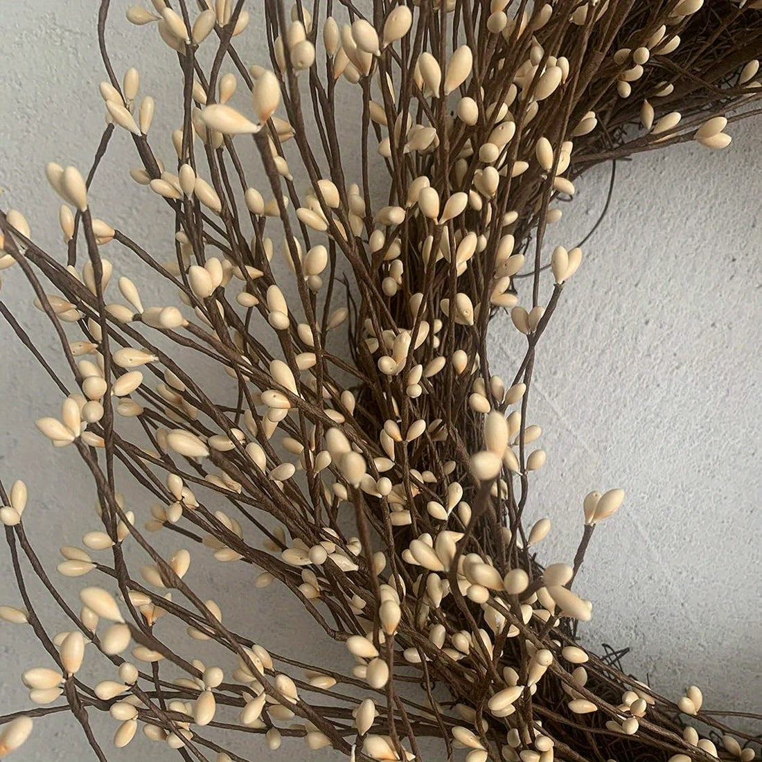 Front Door Wreath 24 Inch Spring Summer Winter Cream Berry Wreath with Large Grapevine Wreath