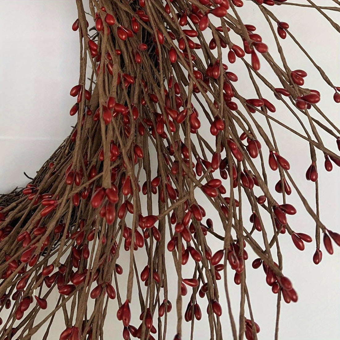 24 inch Pip Berry Wreath for Thanksgiving Harvest Farmhouse Red&Burgundy Wreath on Grapevine for Indoor Outdoor