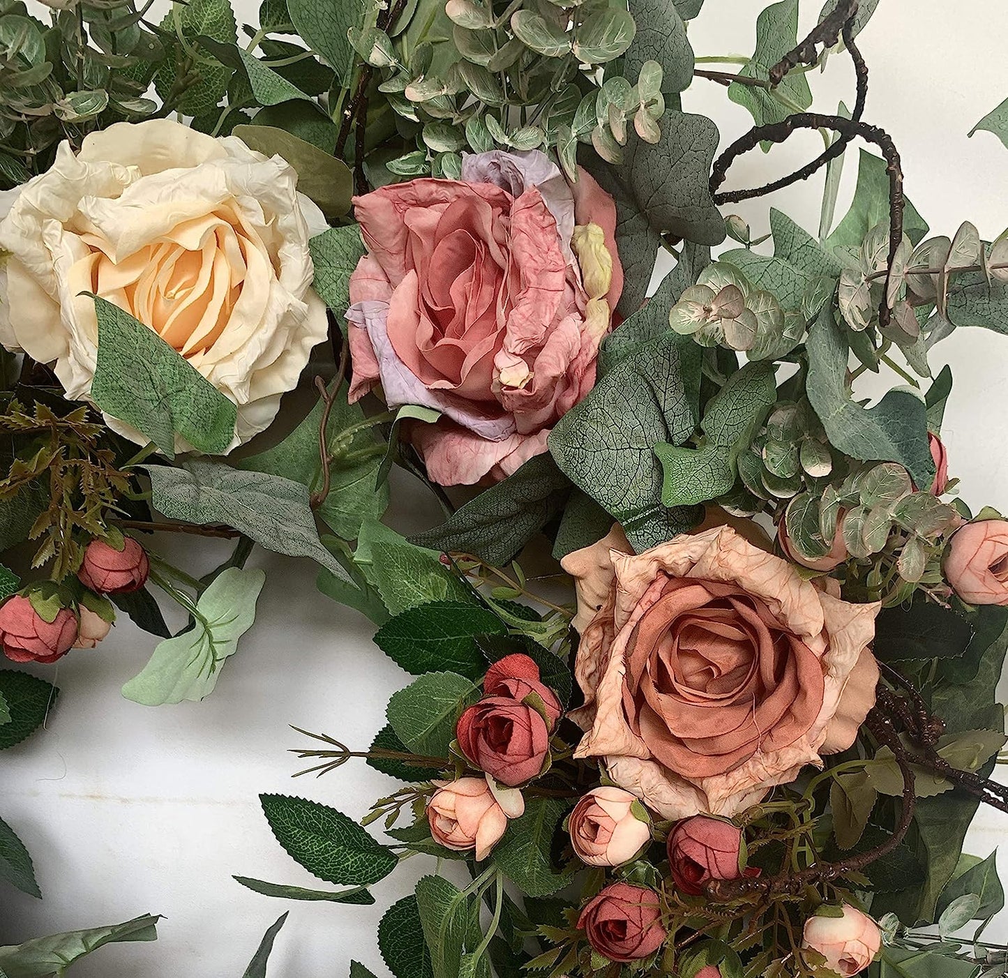Spring Rose Blossom Wreath - 26" Handmade Floral Décor