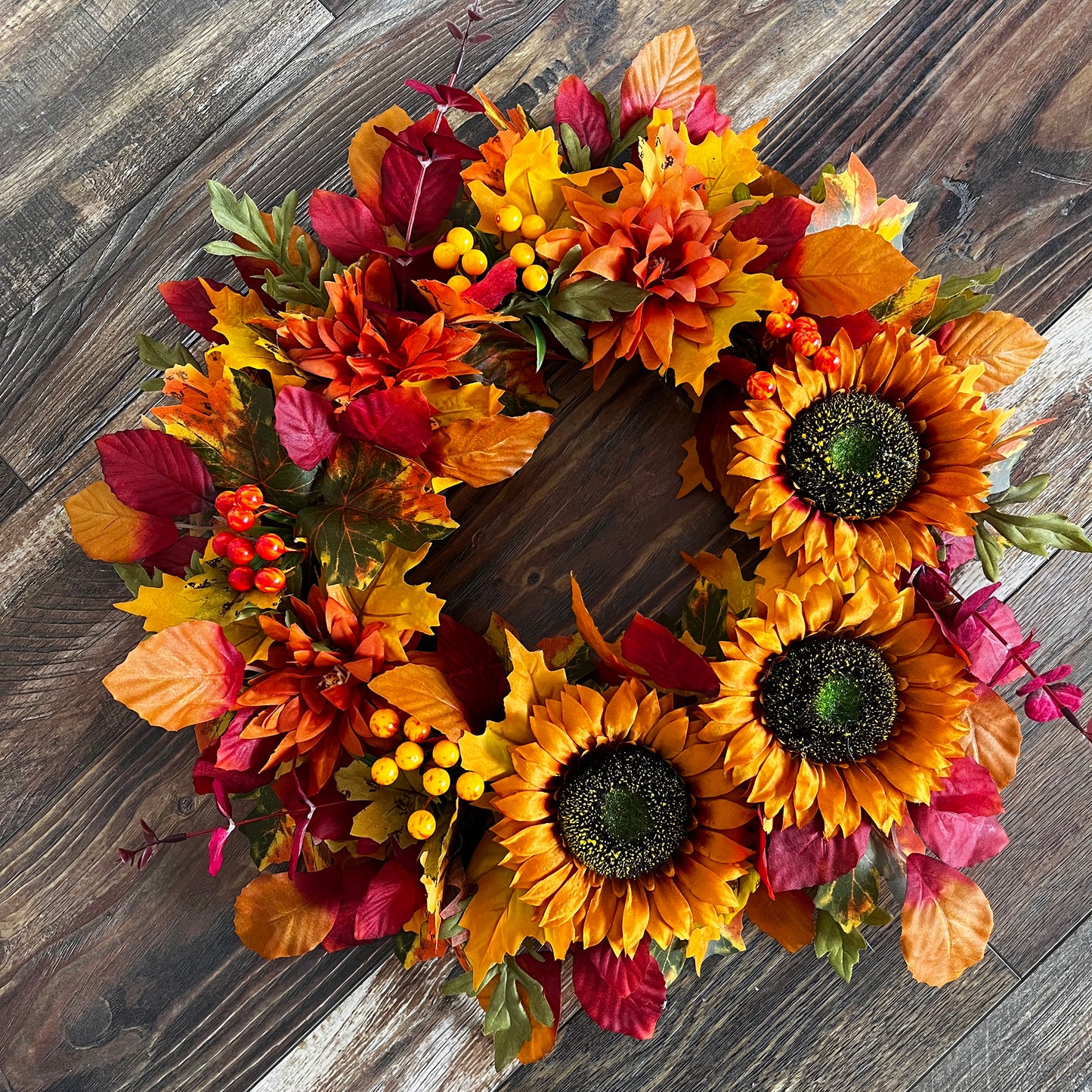 Herbstkranz für die Haustür, 20-Zoll-Herbst-Sonnenblumenkranz