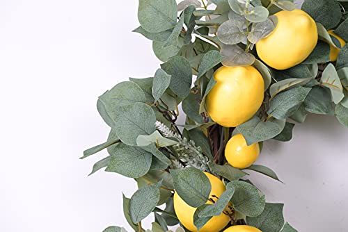 Vibrant Lemon Delight: 26-Inch Artificial Lemon Wreath with Eucalyptus Leaves
