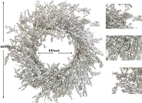 Winter Front Door Wreath 26 Inch Winter Silver Berry Wreath