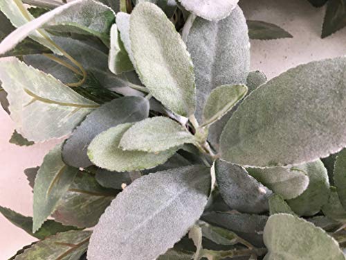 Delicate Spring Tribute: 22-Inch Flocked Lambs Ear Wreath with Greenery Leaves