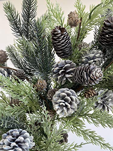 Frosted Winter Delight: 26-Inch Front Door Wreath with Thick Pine Cypress and Pinecones