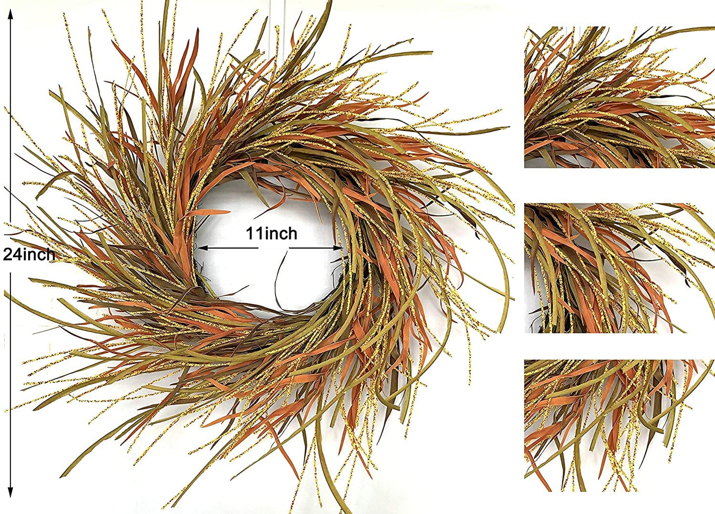 Golden Yellow Harvest Wreath 24 Inch Farmhouse