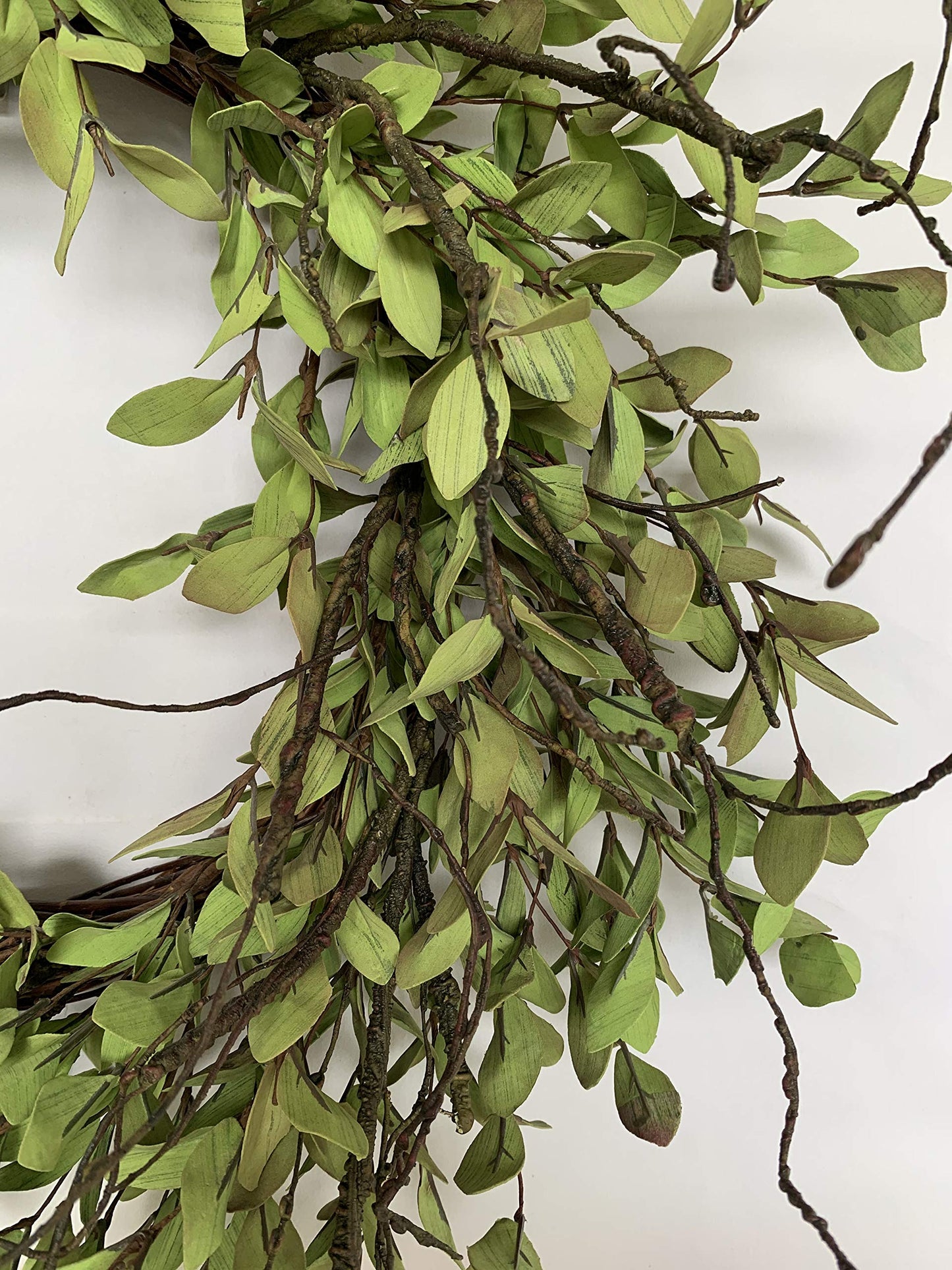 Fresh Green Tea Leaves: 24-Inch Spring Front Door Wreath with Handcrafted Twigs