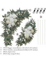 White Ivory Artificial Flower Swags Wedding Arch Welcome Signs Set of 2 35/25 Inch