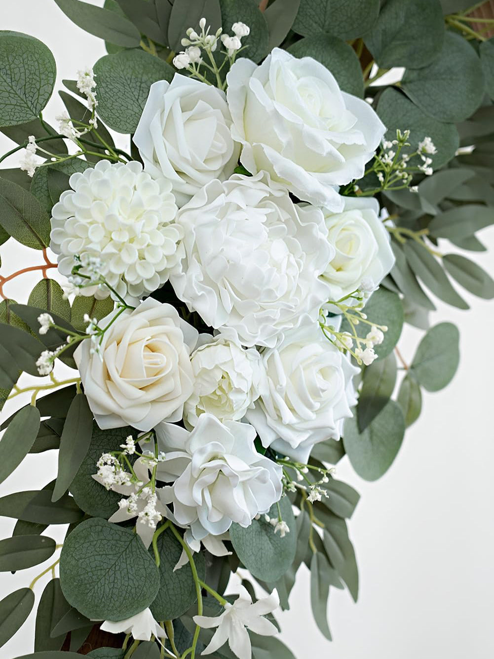 White Ivory Artificial Flower Swags Wedding Arch Welcome Signs Set of 2 35/25 Inch