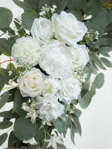 White Ivory Artificial Flower Swags Wedding Arch Welcome Signs Set of 2 35/25 Inch