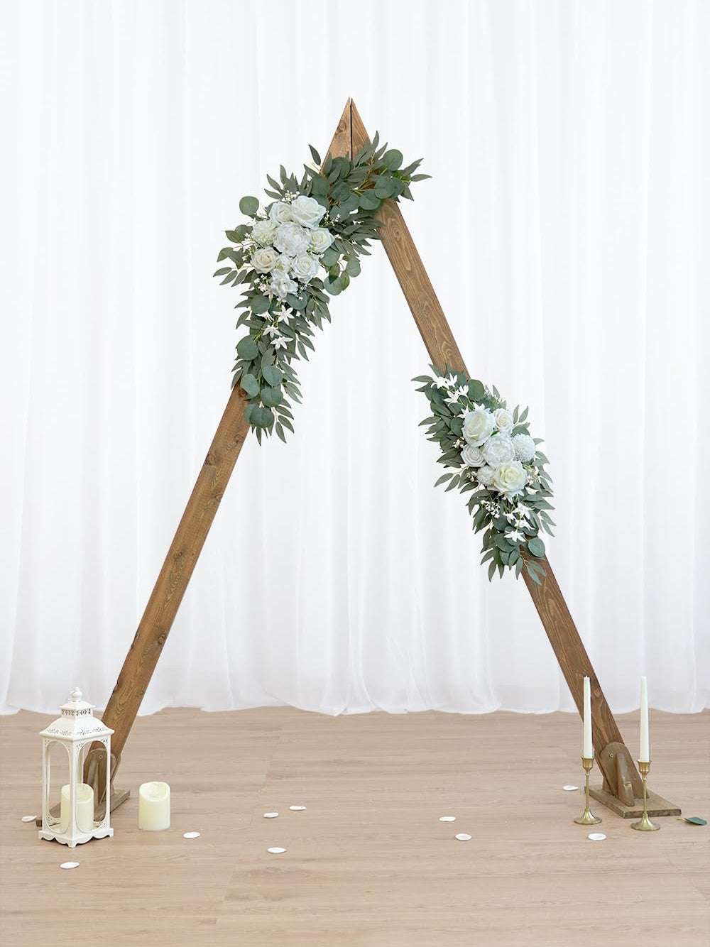 White Ivory Artificial Flower Swags Wedding Arch Welcome Signs Set of 2 35/25 Inch