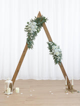 White Ivory Artificial Flower Swags Wedding Arch Welcome Signs Set of 2 35/25 Inch