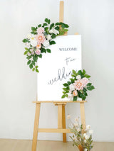 Blush Rose Welcome Sign Garland Wedding Arch Decor Set of 2 23/13 Inch