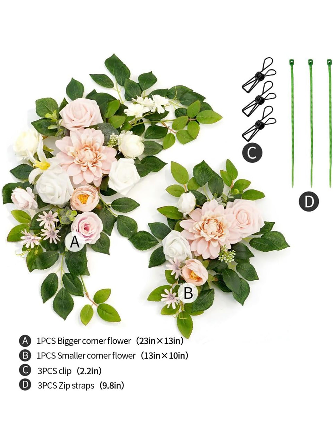 Blush Rose Welcome Sign Garland Wedding Arch Decor Set of 2 23/13 Inch