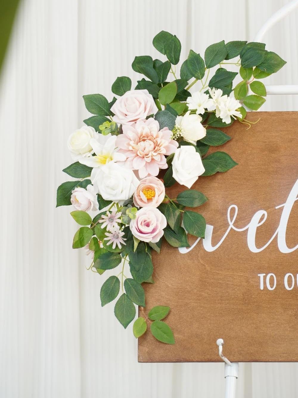 Blush Rose Welcome Sign Garland Wedding Arch Decor Set of 2 23/13 Inch
