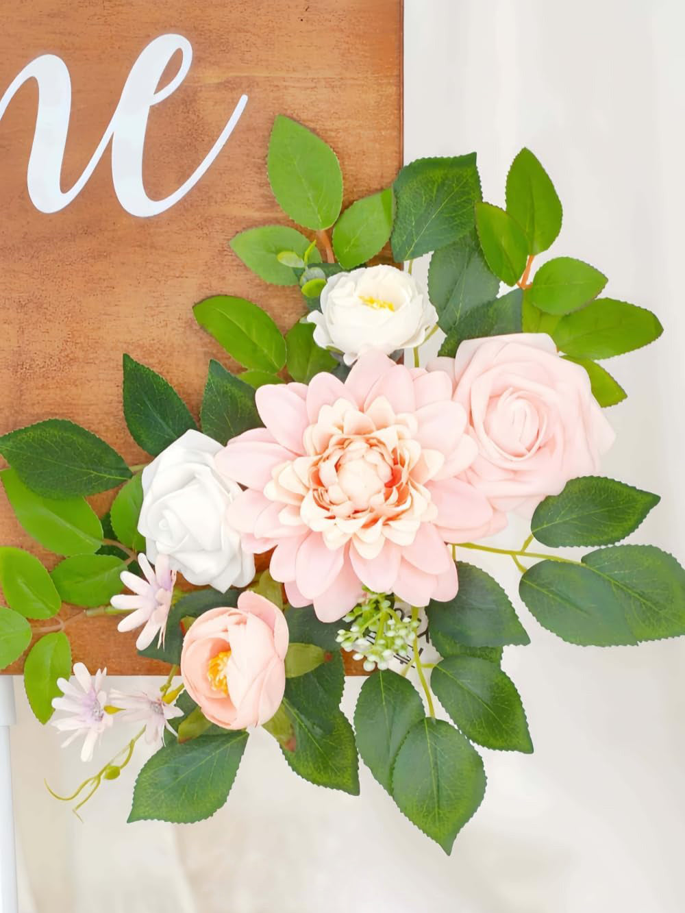 Blush Rose Welcome Sign Garland Wedding Arch Decor Set of 2 23/13 Inch