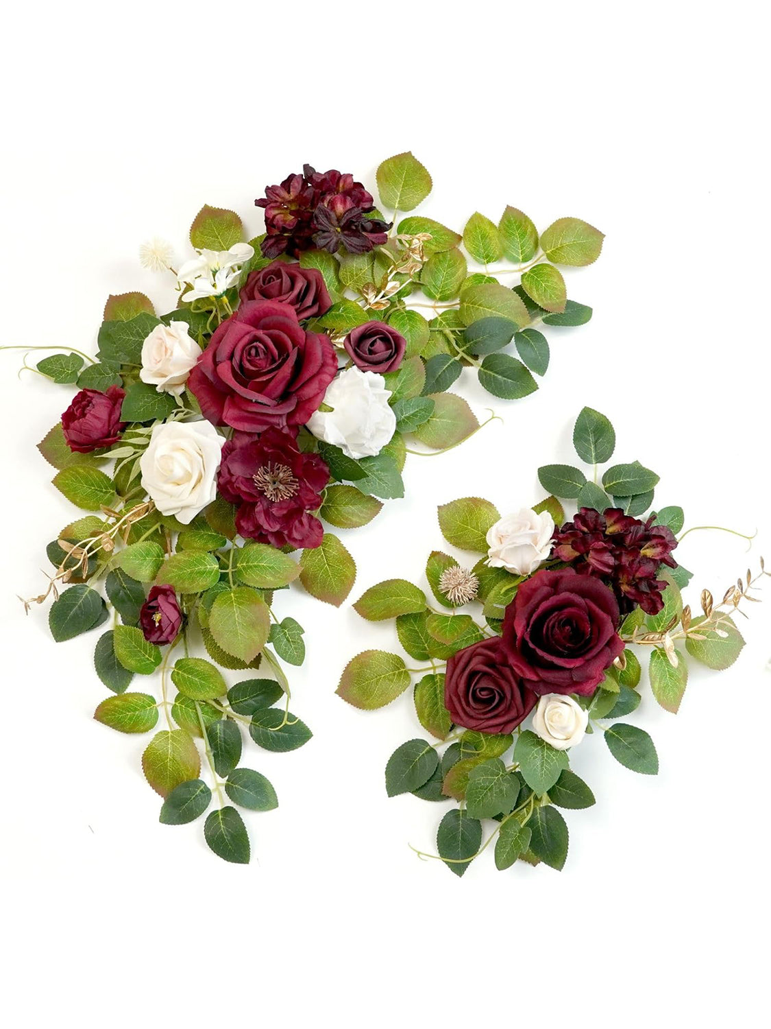 Welcome Sign Backdrop Garland Pack Of 2 Burgundy And White Wedding Decor