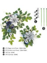 Dusty Blue Navy Welcome Sign Backdrop Garland Wedding Decor Set of 2 23/13 Inch