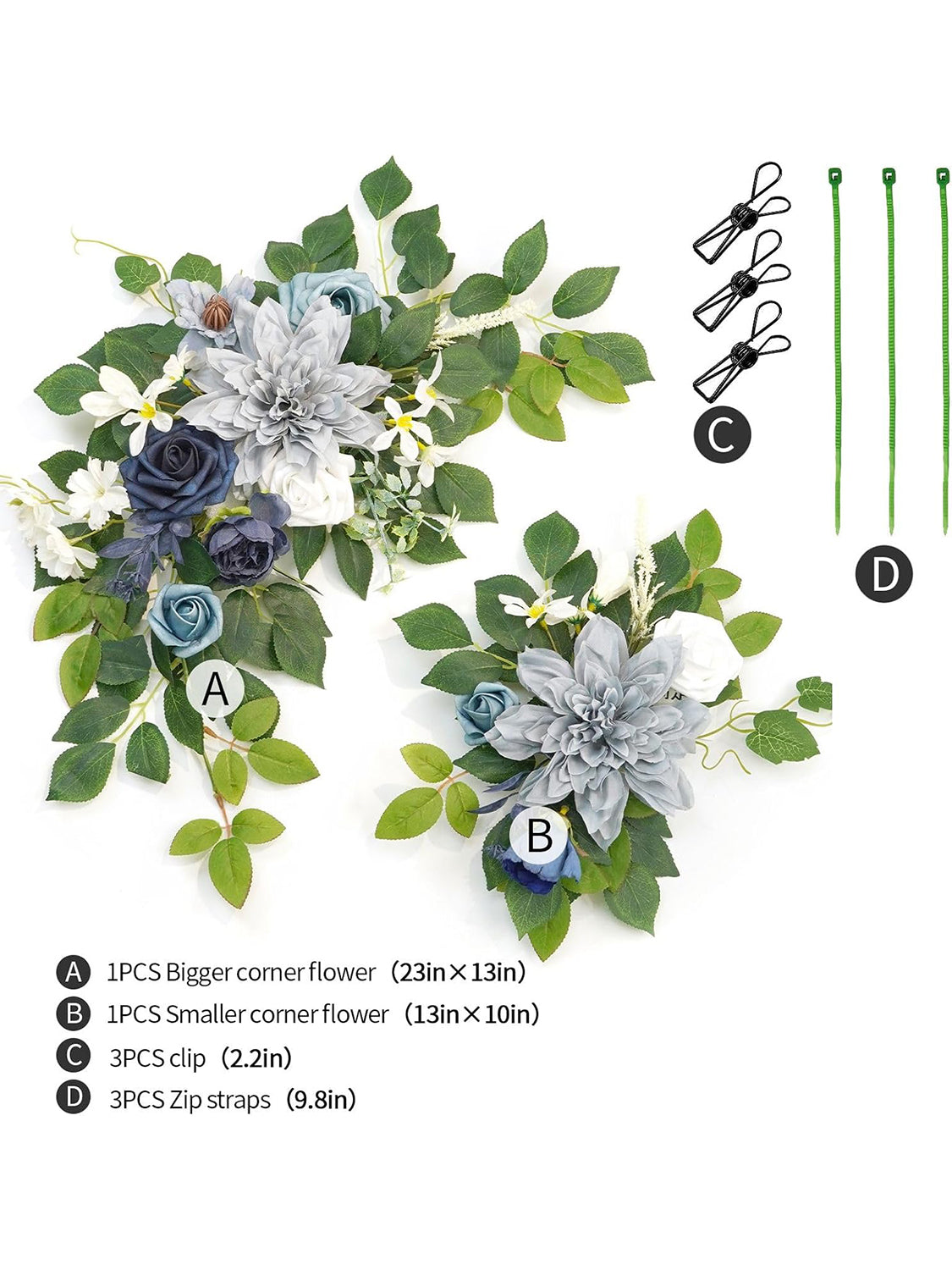 Dusty Blue Navy Welcome Sign Backdrop Garland Wedding Decor Set of 2 23/13 Inch