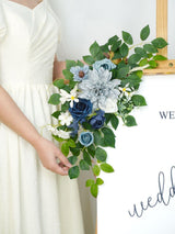 Dusty Blue Navy Welcome Sign Backdrop Garland Wedding Decor Set of 2 23/13 Inch