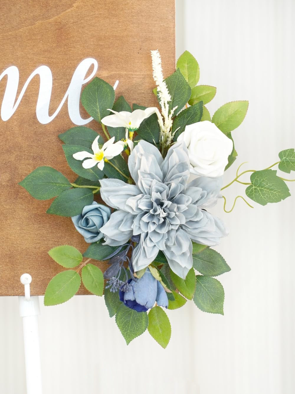 Dusty Blue Navy Welcome Sign Backdrop Garland Wedding Decor Set of 2 23/13 Inch