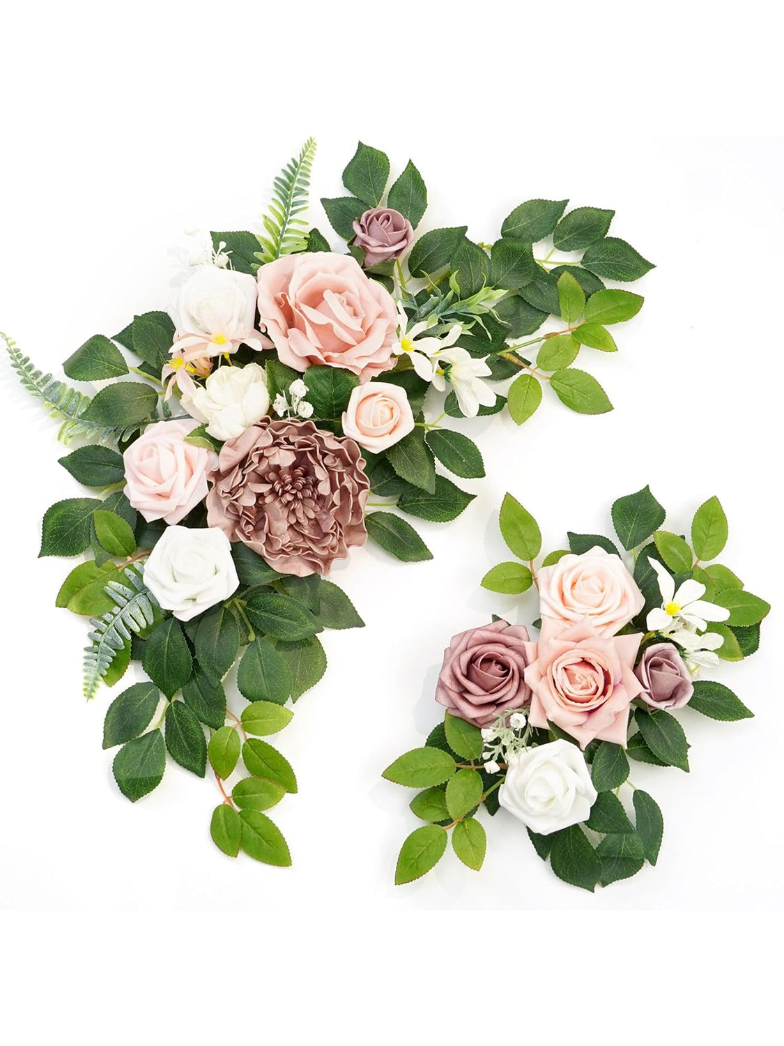 Dusty Rose Welcome Sign Artificial Wedding Arch Decor Set of 2 23/13 Inch