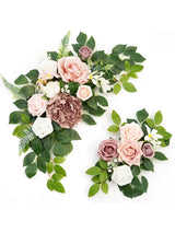 Dusty Rose Welcome Sign Artificial Wedding Arch Decor Set of 2 23/13 Inch