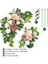 Dusty Rose Welcome Sign Artificial Wedding Arch Decor Set of 2 23/13 Inch