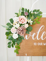 Dusty Rose Welcome Sign Artificial Wedding Arch Decor Set of 2 23/13 Inch
