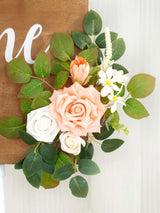Flesh Pink And White Welcome Sign Artificial Roses Wedding Arch Decor Set of 2 23/13 Inch