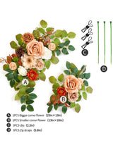 Welcome Sign Rose Backdrop Garland Artificial Flowers Orange Terracotta Pack Of 2