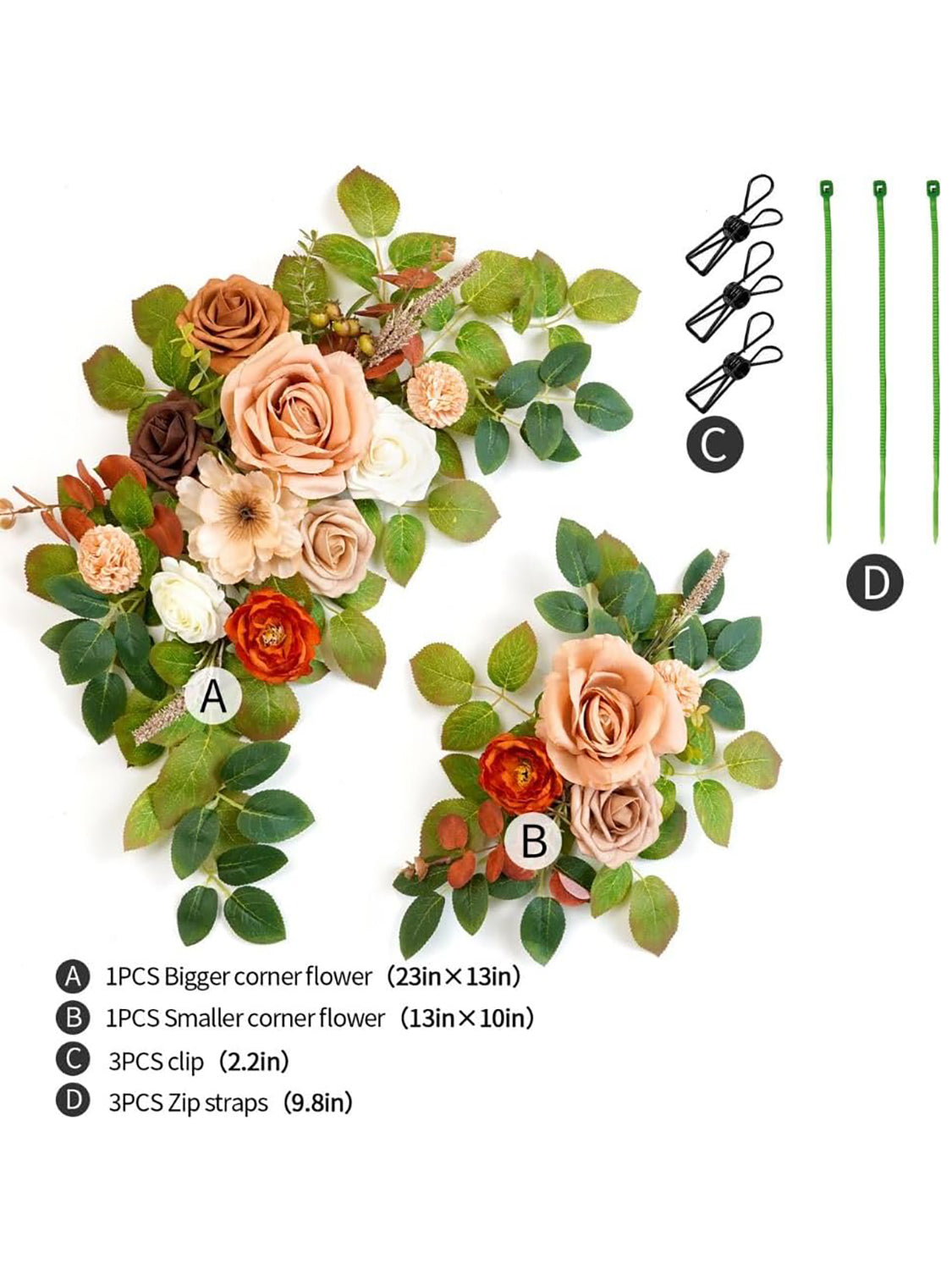 Welcome Sign Rose Backdrop Garland Artificial Flowers Orange Terracotta Pack Of 2