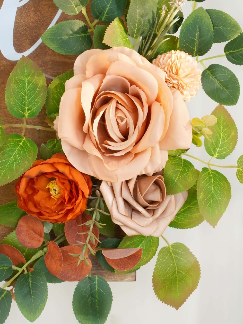 Welcome Sign Rose Backdrop Garland Artificial Flowers Orange Terracotta Pack Of 2