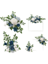 Dusty Blue And Navy Wedding Floral Swag Set For Welcome Sign 2 Piece