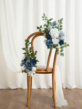 Dusty Blue And Navy Wedding Floral Swag Set For Welcome Sign 2 Piece