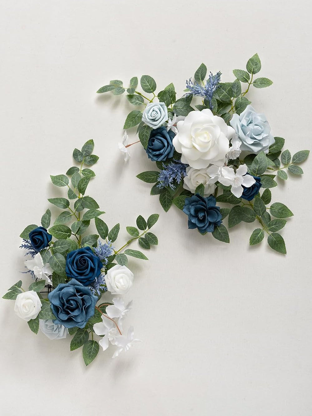 Dusty Blue And Navy Wedding Floral Swag Set For Welcome Sign 2 Piece