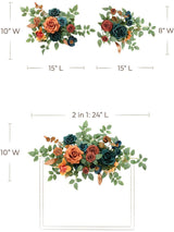 Artificial 2 Piece Teal And Burnt Orange Floral Swag Welcome Sign