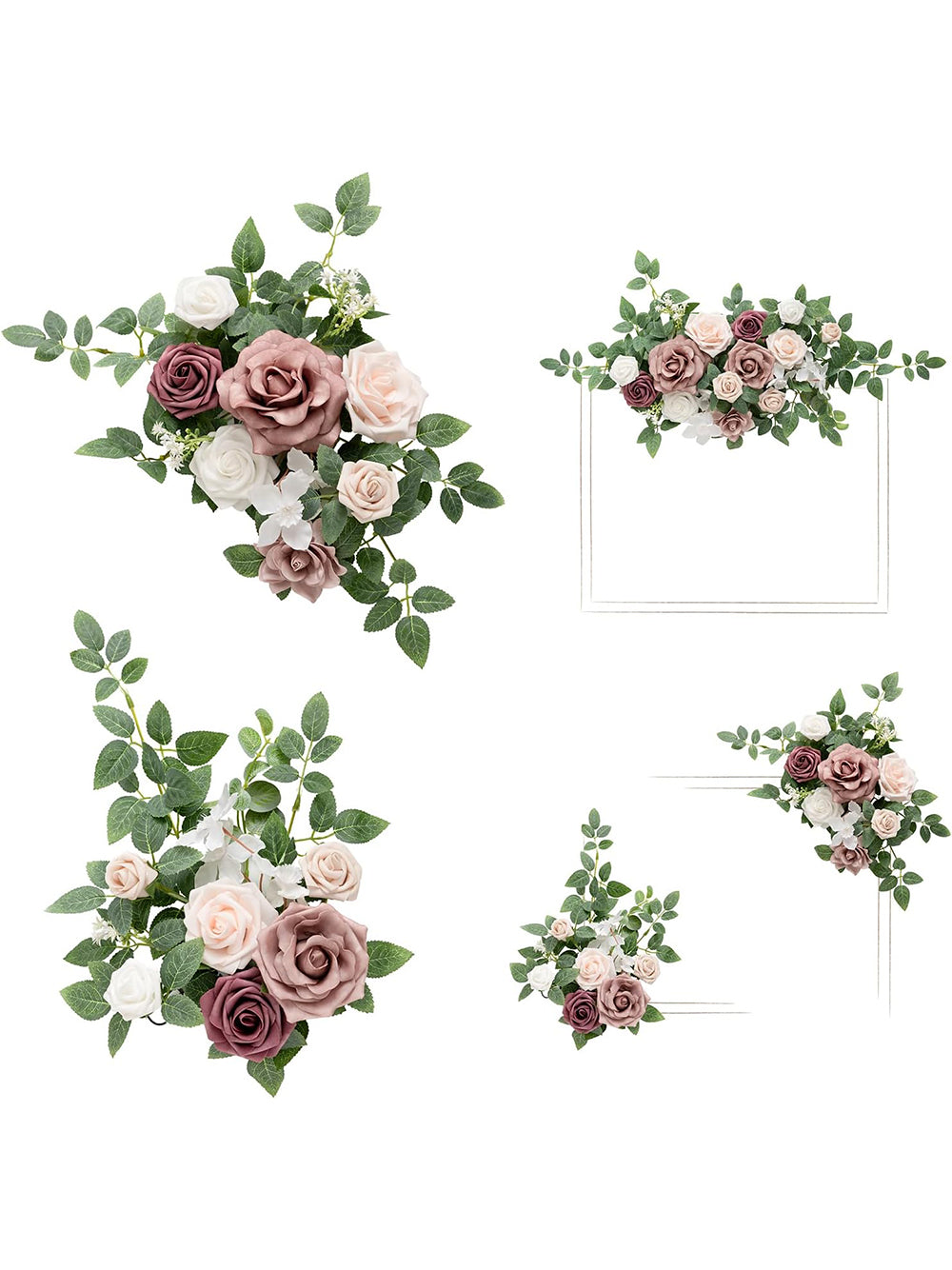 Dusty Rose Pink Cream Wedding Floral Swag Welcome Signs Decor Swag Set 2