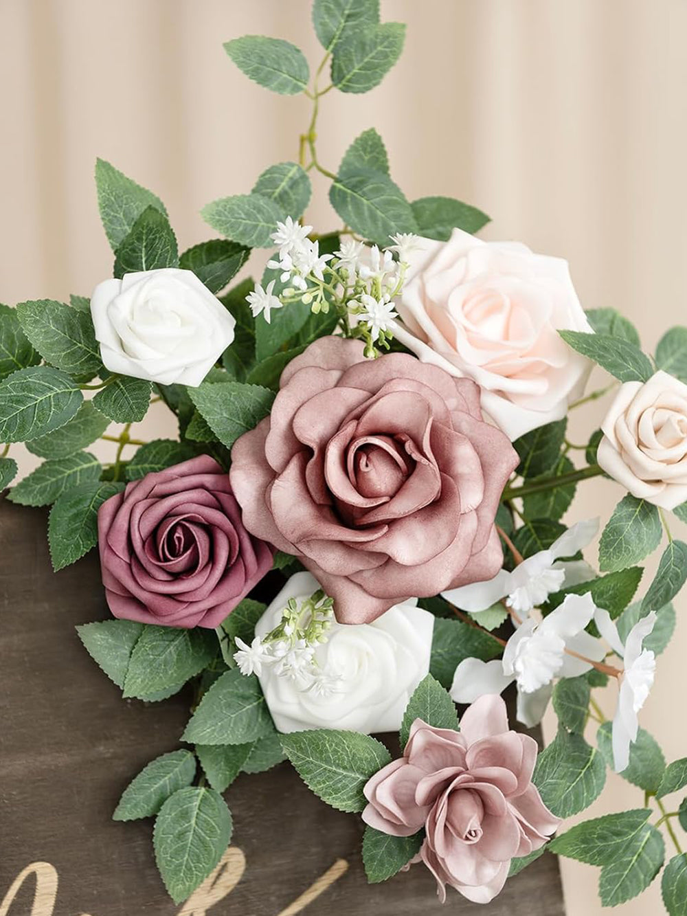 Dusty Rose Pink Cream Wedding Floral Swag Welcome Signs Decor Swag Set 2