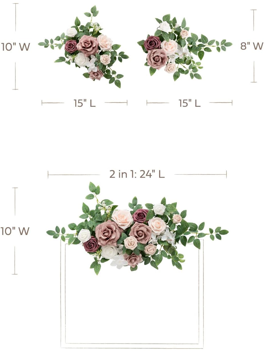 Dusty Rose Pink Cream Wedding Floral Swag Welcome Signs Decor Swag Set 2