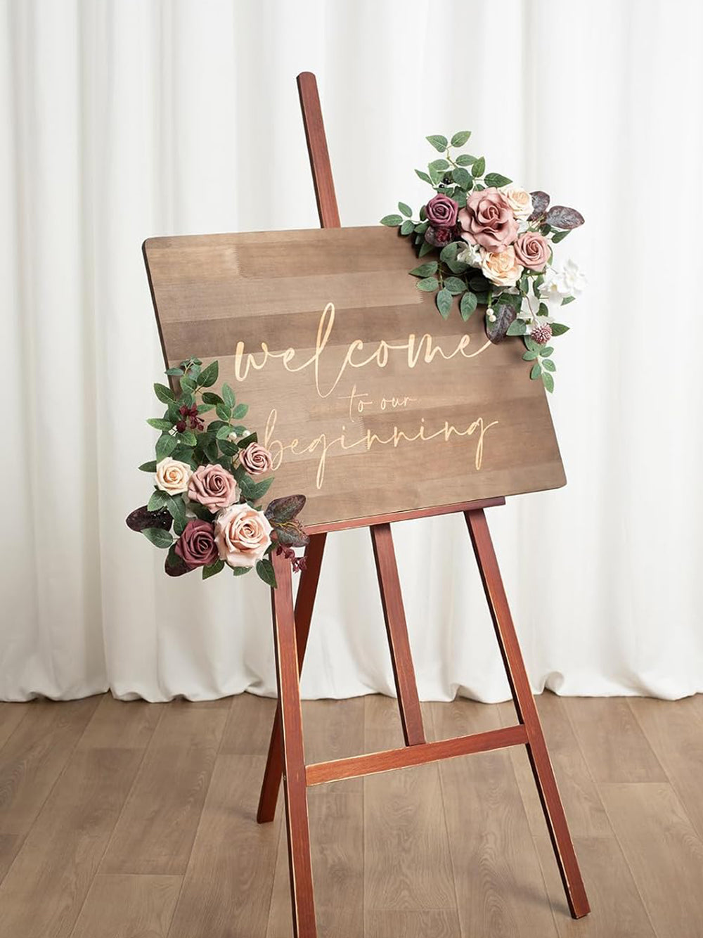 Wedding Floral Swag Two Piece For Welcome Sign Backdrop Dusty Rose Mauve