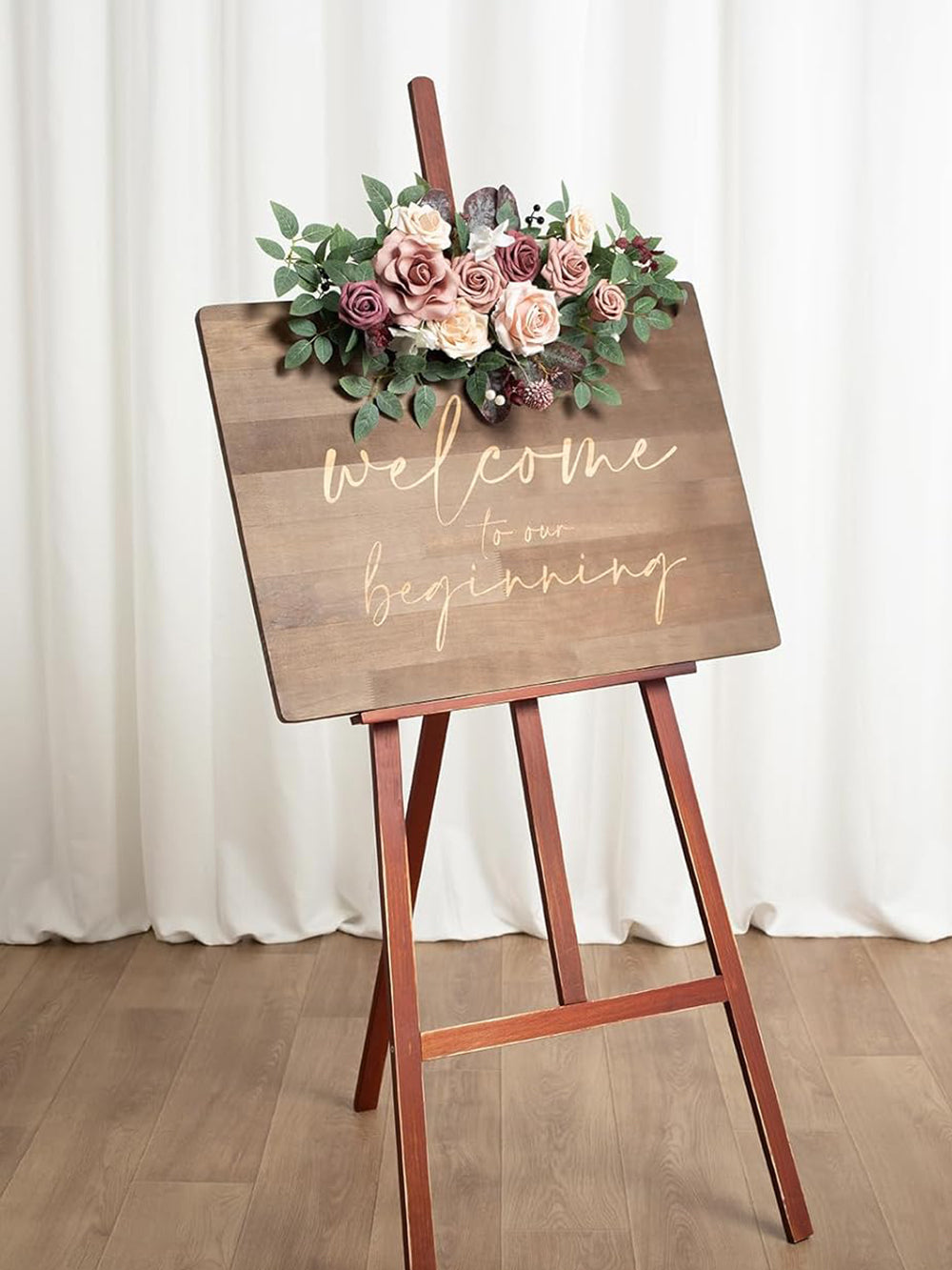 Wedding Floral Swag Two Piece For Welcome Sign Backdrop Dusty Rose Mauve