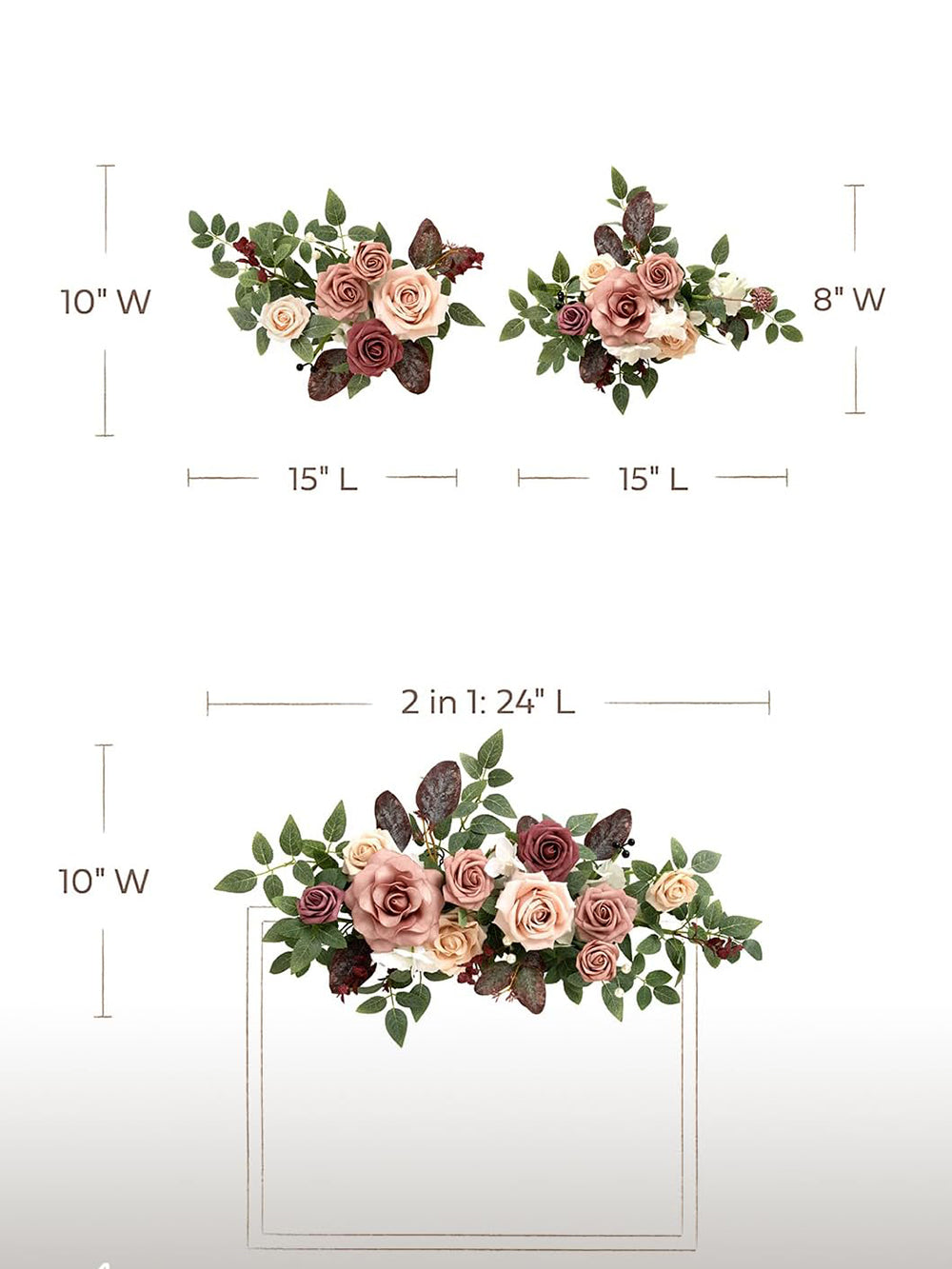 Wedding Floral Swag Two Piece For Welcome Sign Backdrop Dusty Rose Mauve