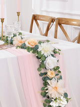 Champagne Rose Eucalyptus Garland 6.07Ft Wedding Table Runner Centerpieces