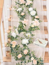 Champagne Rose Eucalyptus Garland 6.07Ft Wedding Table Runner Centerpieces