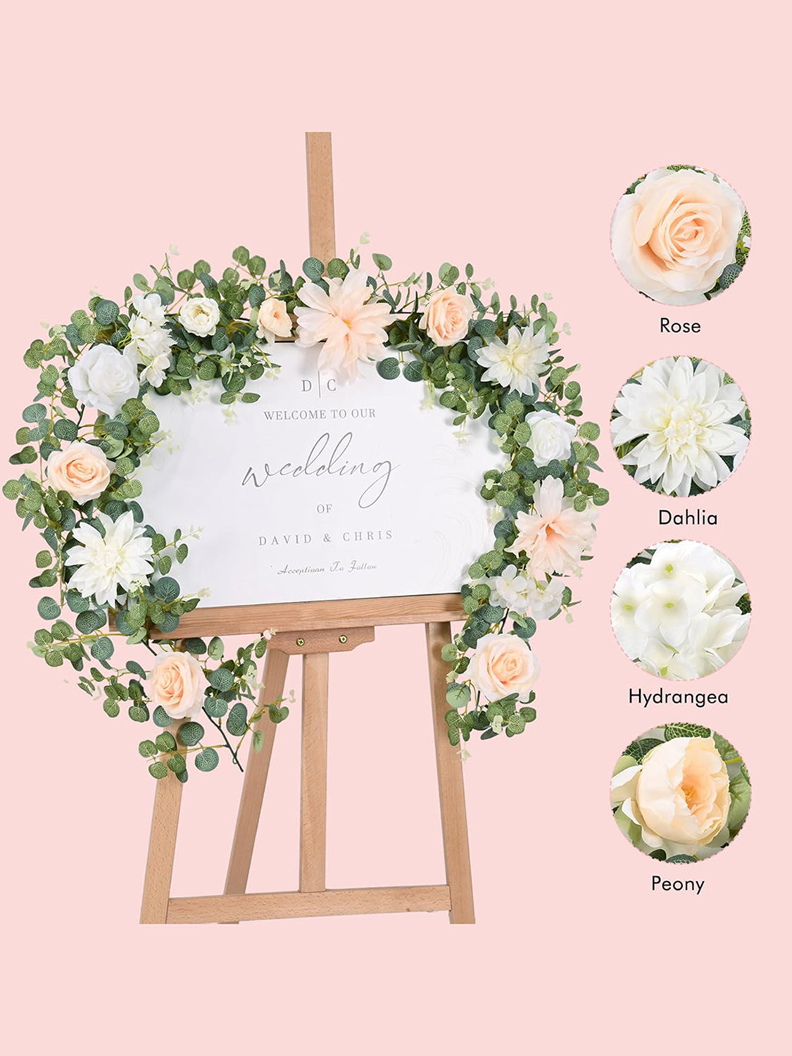 Champagne Rose Eucalyptus Garland 6.07Ft Wedding Table Runner Centerpieces