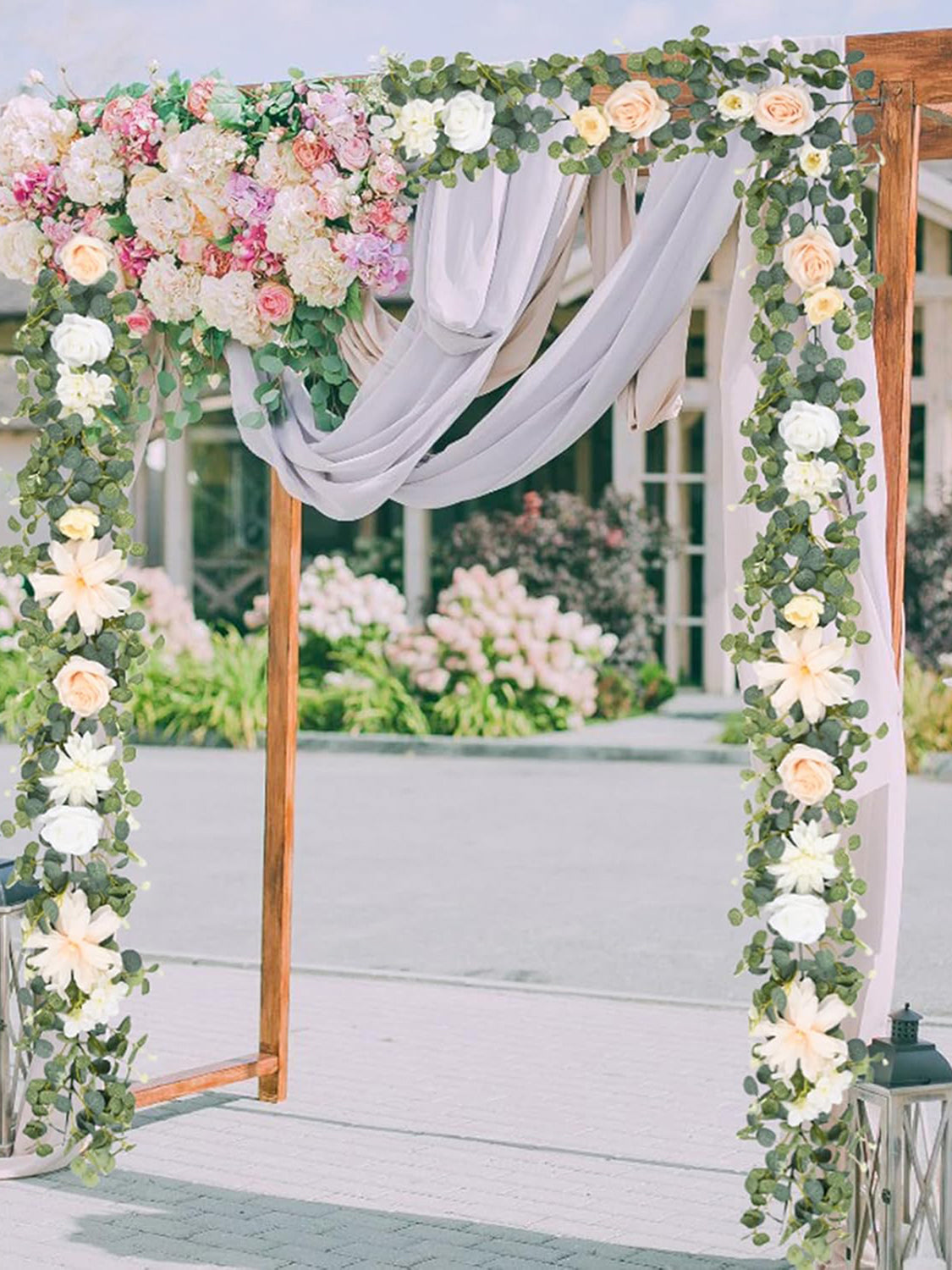 Champagne Rose Eucalyptus Garland 6.07Ft Wedding Table Runner Centerpieces