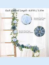 Dusty Blue Eucalyptus Garland With Flowers For Wedding Centerpieces 6.07 ft