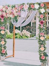 Wedding Flower Garland Table Runner Pink 6.07 Ft Roses And Eucalyptus