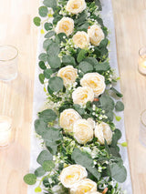 Champagne Roses Eucalyptus Garland 12 Ft 2 Pack Wedding Centerpiece