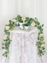 Champagne Roses Eucalyptus Garland 12 Ft 2 Pack Wedding Centerpiece